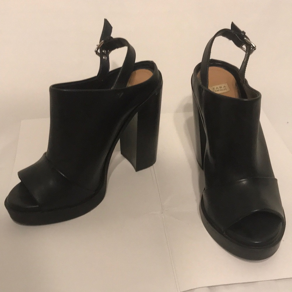 Zara Black Platform Sling Back Shoes 40